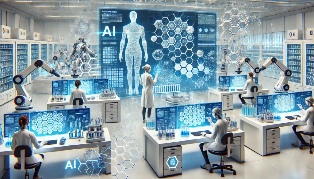 Futuristic concept depicting healthcare powered by AI