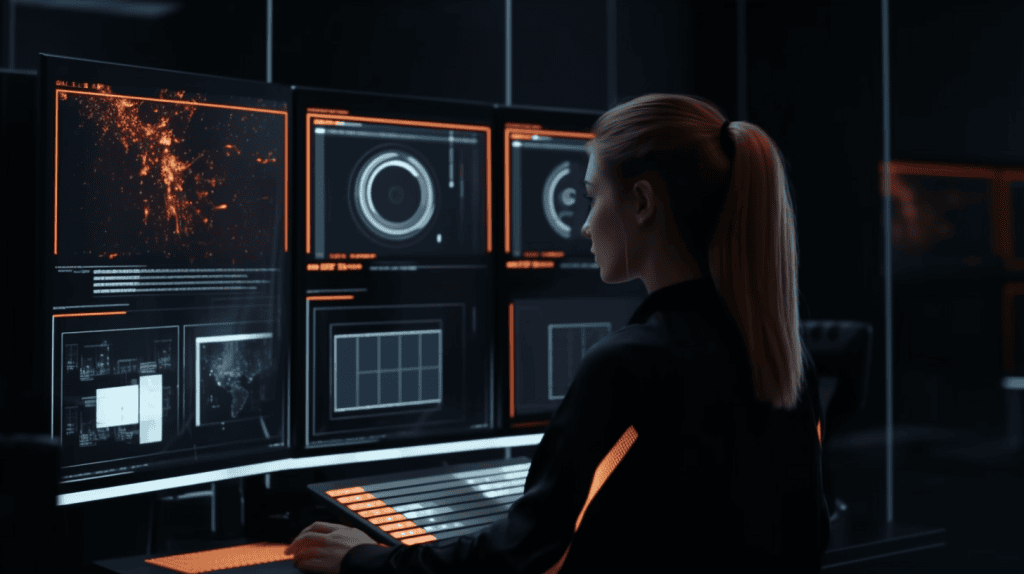 AI generated image of woman using AI tools